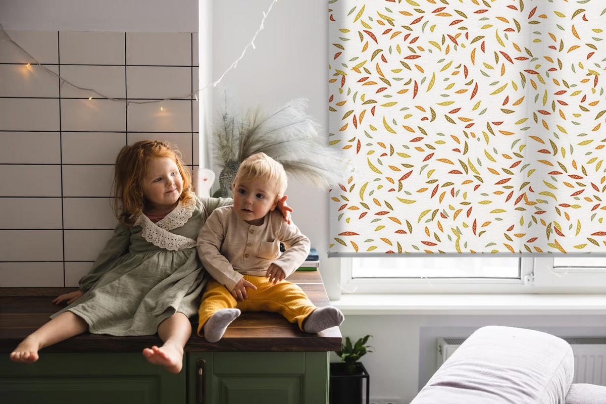 VNÚTORNÁ roleta - okenná roleta - roleta - 100x100 cm - Padajúce lístie - oranžová, plast (100/100/0.5cm) - TULUP