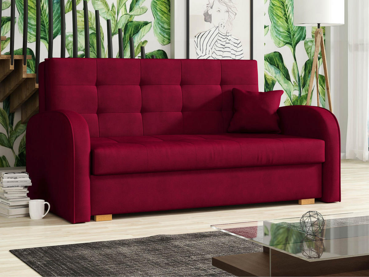 SCHLAFSOFA Viva Gold III - Rot/Braun, Holz/Textil (153/85/98cm) - MIRJAN24
