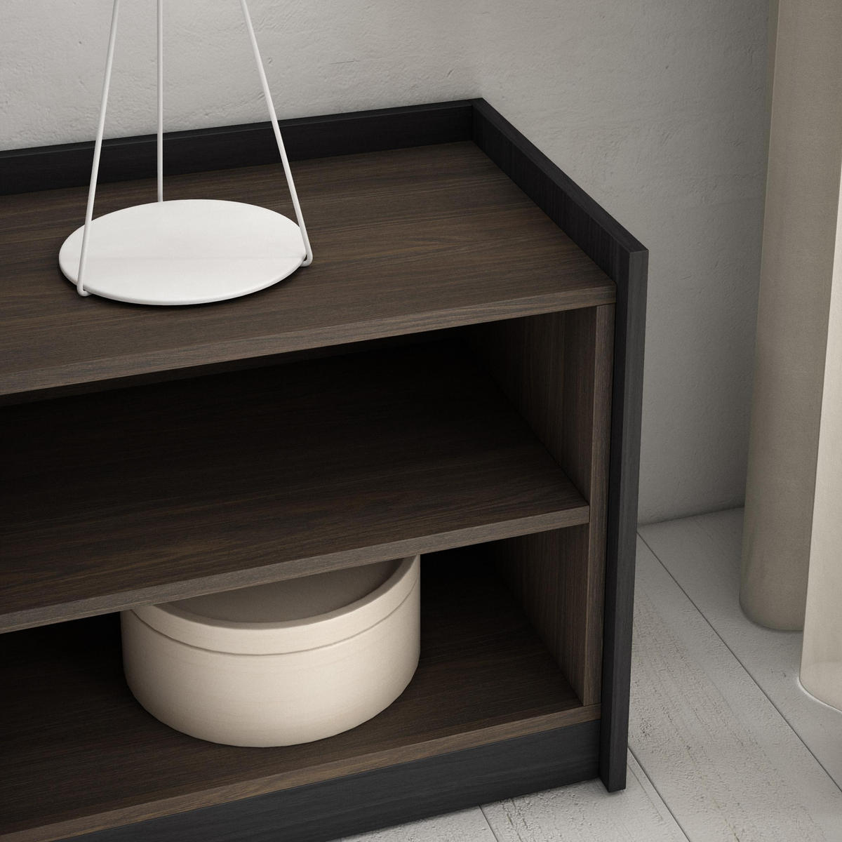 TV-SCHRANK, Lowboard, Dunkler Eiche und Schwarz, 310/37/50cm - Dunkelbraun, Holzwerkstoff (310/50/37cm) - Skraut Home