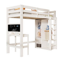 HOCHBETT 90/200 cm Weiß aus Holz mit Schreibtisch und Kleiderschrank - Weiß, Holzwerkstoff (90/200cm) - OKMYHOME