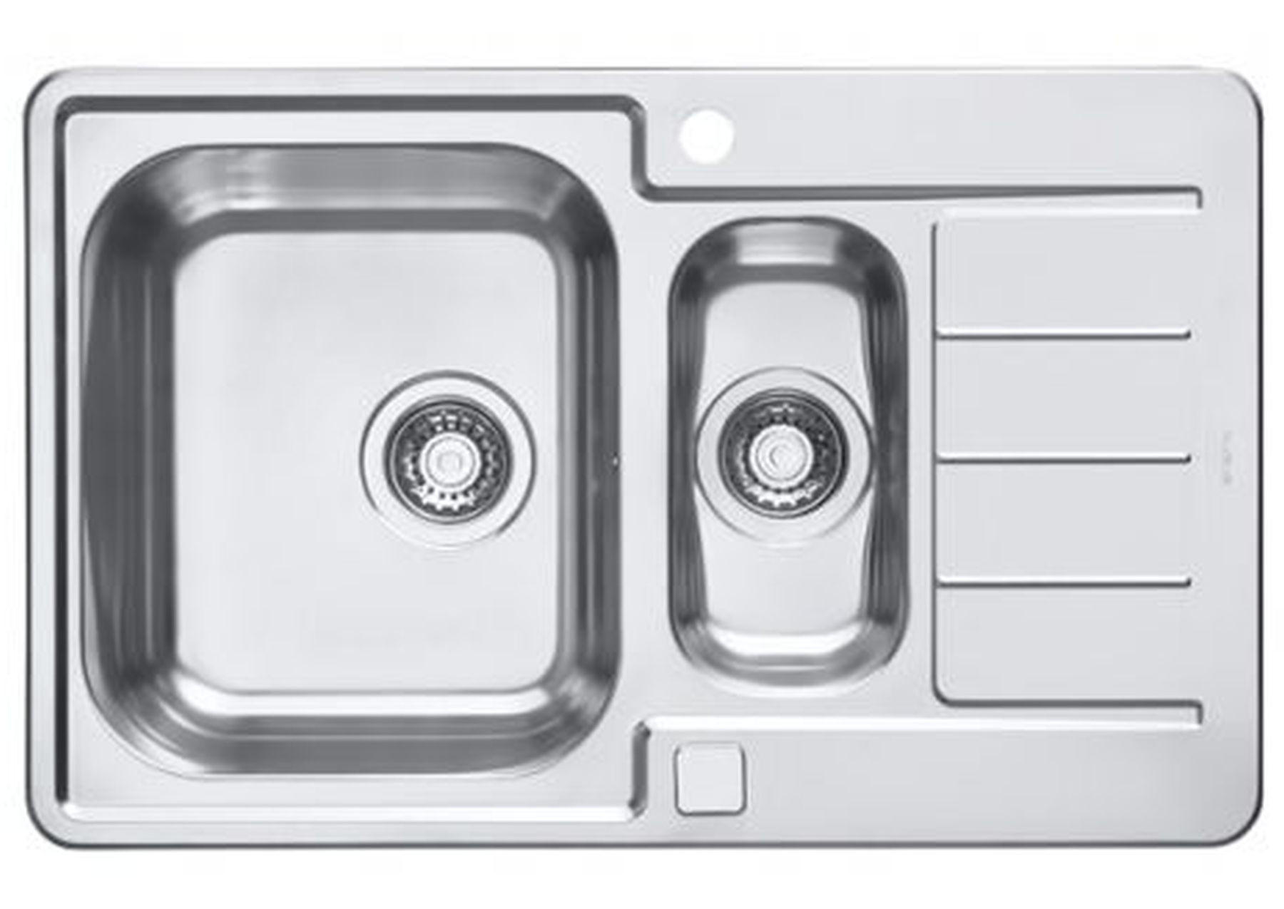 KÜCHENSPÜLE 79x50cm Edelstahl Line maxim 70 Schrank ab 60cm 2x Hahnloch 1,5 Becken - Edelstahlfarben, Metall (50/19/79cm) - Alveus