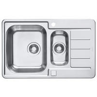 KÜCHENSPÜLE 79x50cm Edelstahl Line maxim 70 Schrank ab 60cm 2x Hahnloch 1,5 Becken - Edelstahlfarben, Metall (50/19/79cm) - Alveus