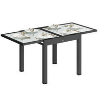 GARTENTISCH ausziehbar Aluminium 160x80 cm Wetterfest Buffettisch rutschfest - Schwarz/Weiß, Metall (160/80/75cm) - Outsunny