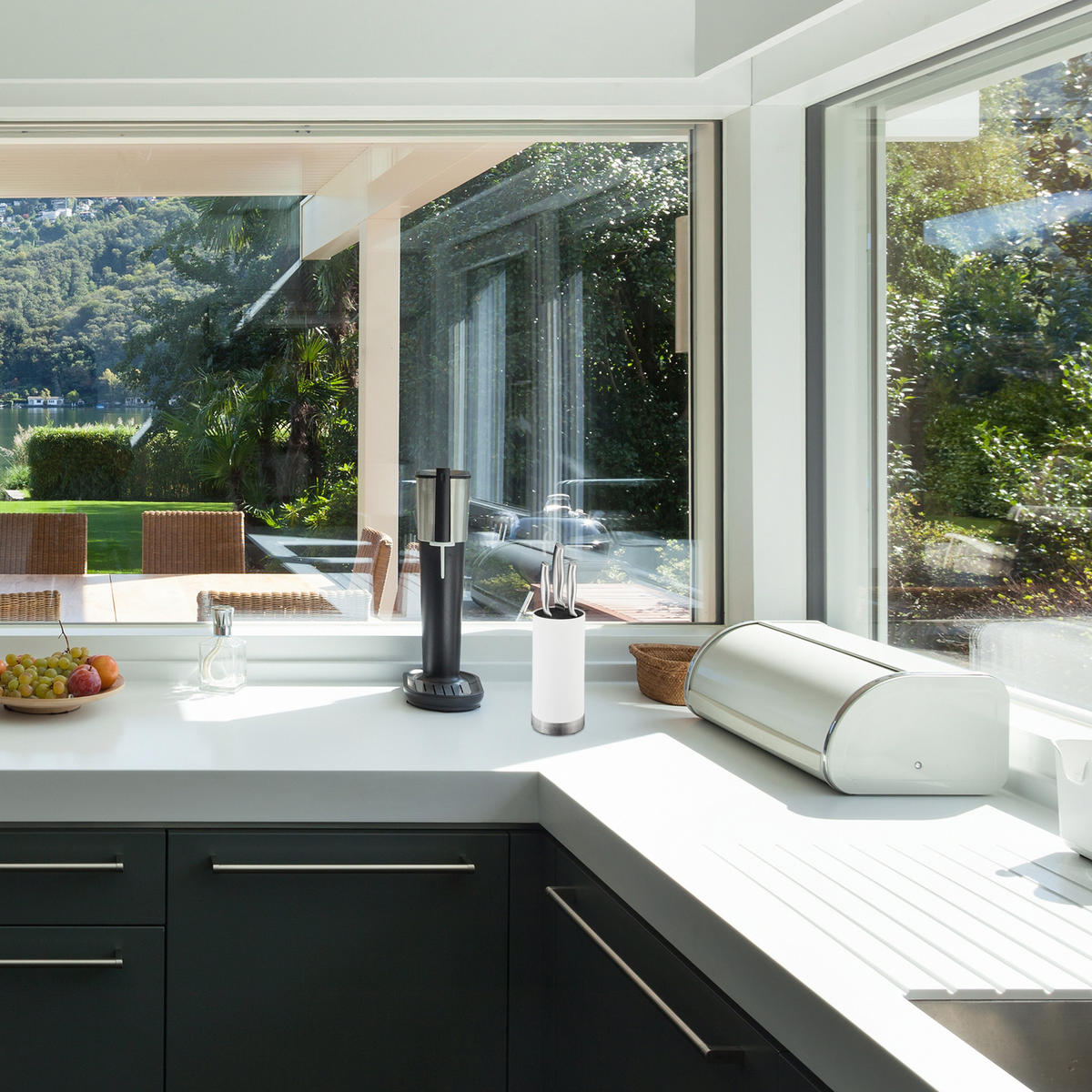 MESSERBLOCK rund - Multicolor, Kunststoff/Metall (11/22/11cm) - Relaxdays