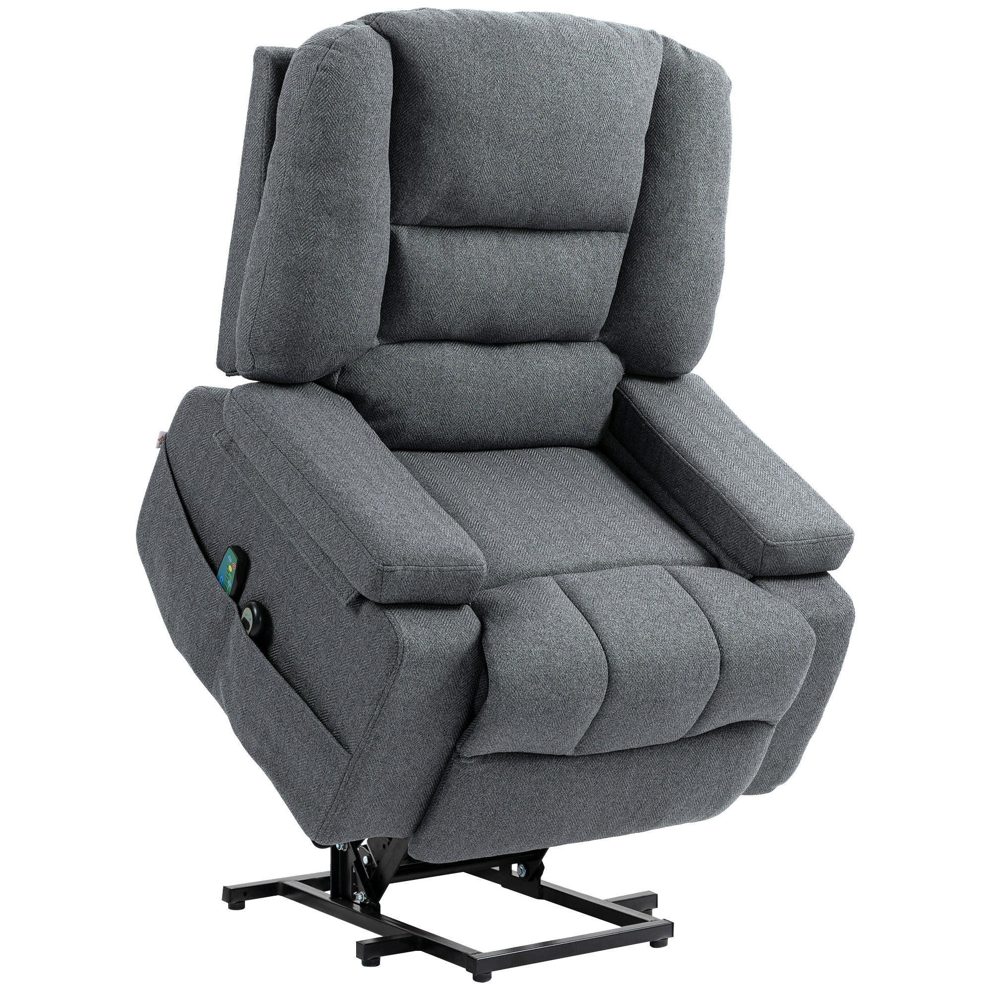 AUFSTEHSESSEL, 8 Massagepunkte, Leinenoptik, 97x90x102cm, Relaxsessel, Grau - Multicolor, Holzwerkstoff (89/102/90cm) - FORIOUS