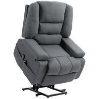 AUFSTEHSESSEL, 8 Massagepunkte, Leinenoptik, 97x90x102cm, Relaxsessel, Grau - Multicolor, Holzwerkstoff (89/102/90cm) - FORIOUS