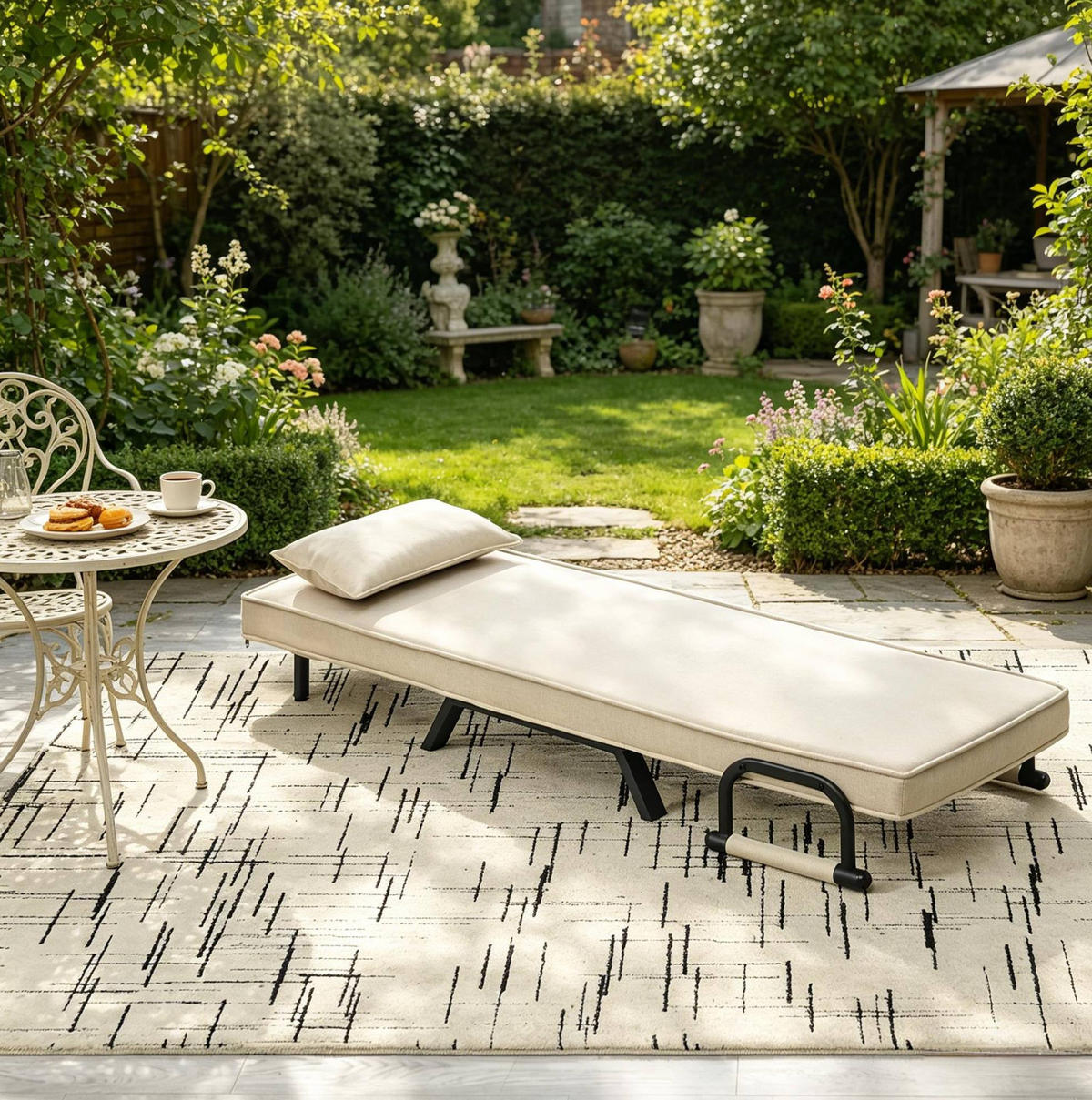 SCHLAFSESSEL 65/78/75 cm Beige aus Leinen mit verstellbarer Rückenlehne - Beige, Kunststoff (75/78/65cm) - OKWISH