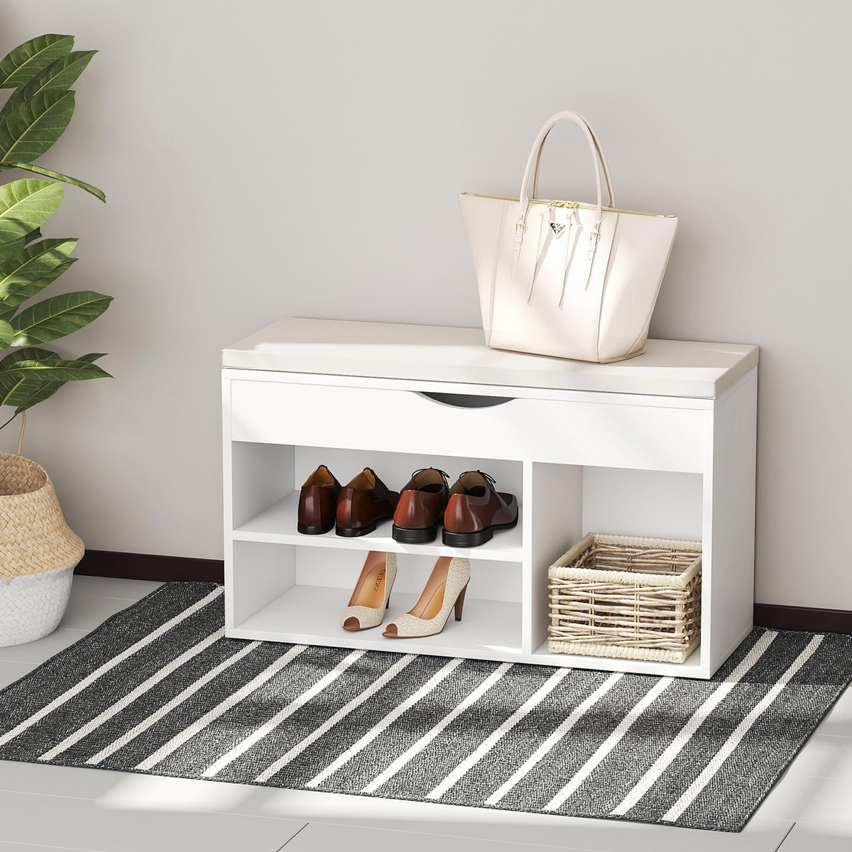SCHUHBANK Weiß 1 Stück - Weiß, Kunststoff (30/47/80cm) - GiPP