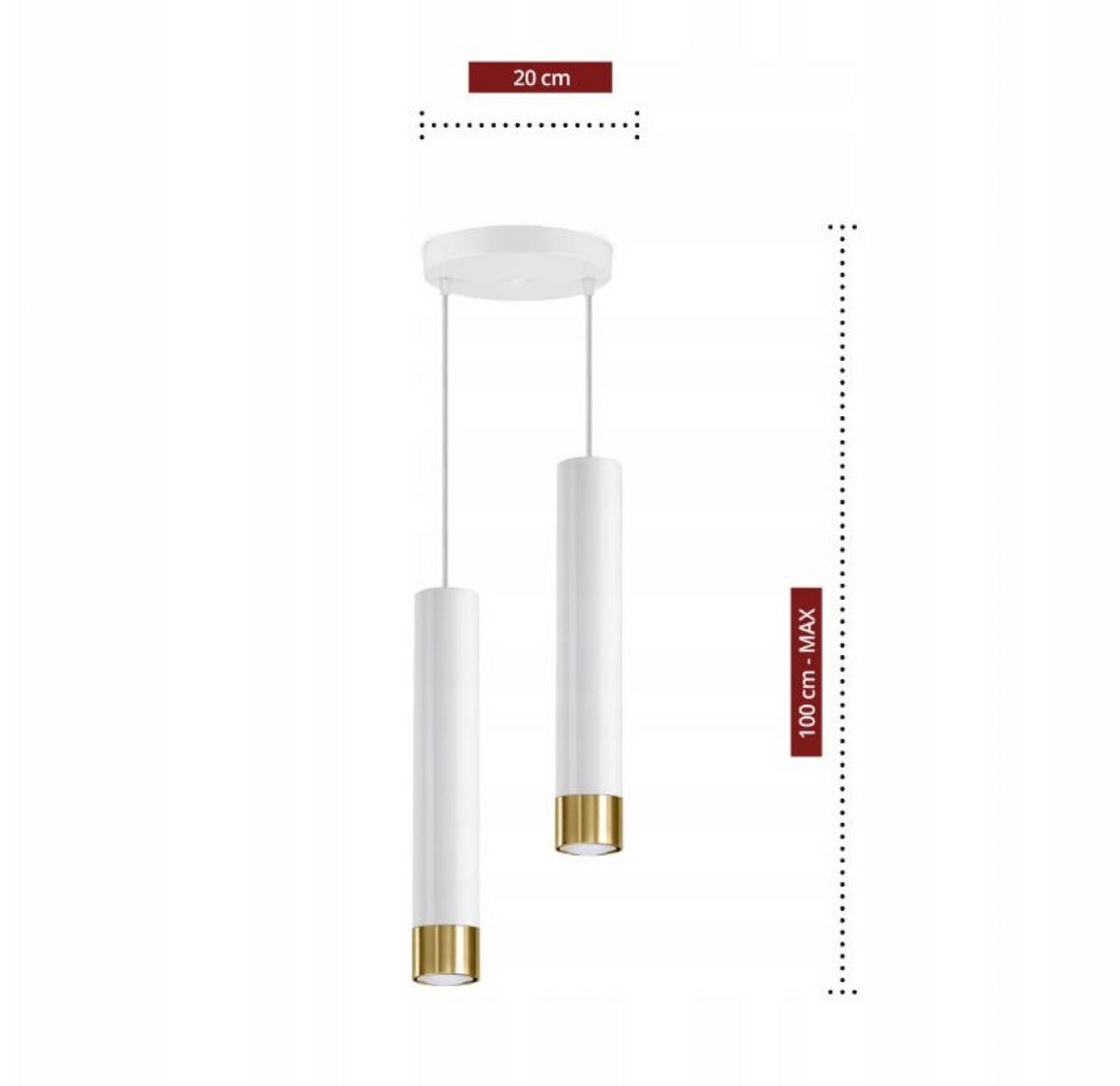 PENDELLEUCHTE Mialno Tube - Goldfarben/Weiß, Metall (20/20/100cm) - kiki design