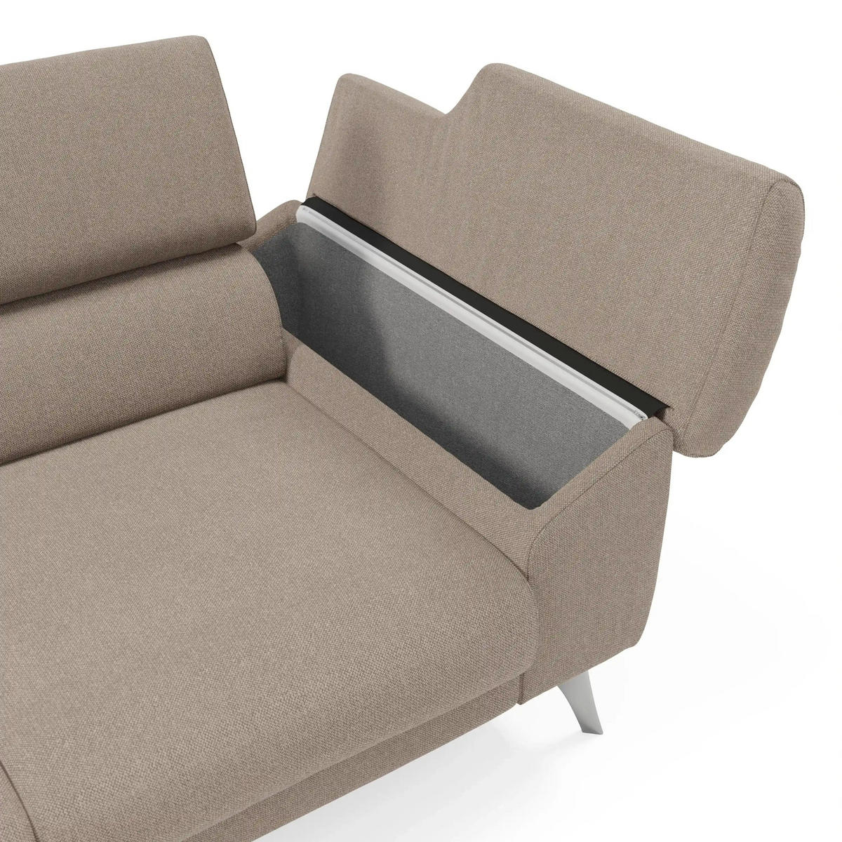 LINEARSOFA Donatello - Graubraun, Metall (265/76/102cm) - Divani.store