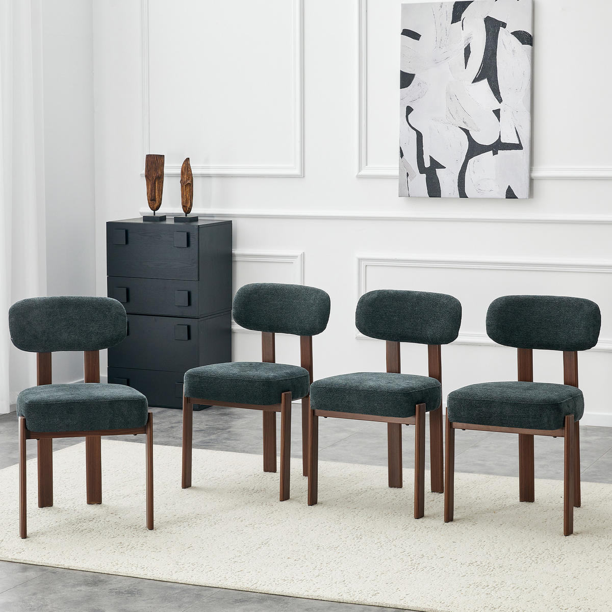 STUHL-SET DE-36458 4 Stück mit gebogener Rückenlehne Schwarz - Schwarz, Metall (57/82.5/49cm) - ComfortXL