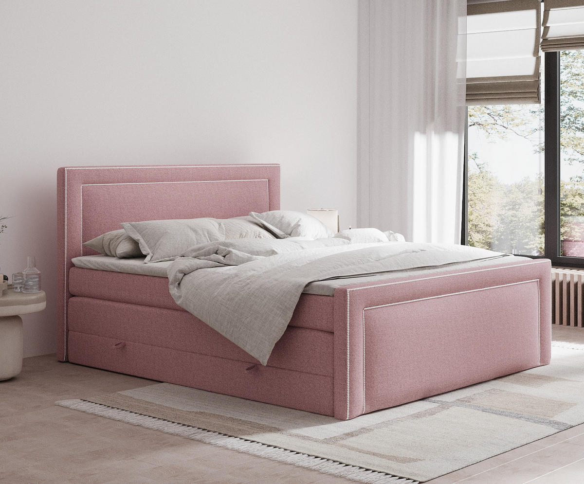 BOXSPRINGBETT Luxora Rosa 140/200 cm - Schwarz/Rosa, Holz/Holzwerkstoff (140/200cm) - Maison de Reve
