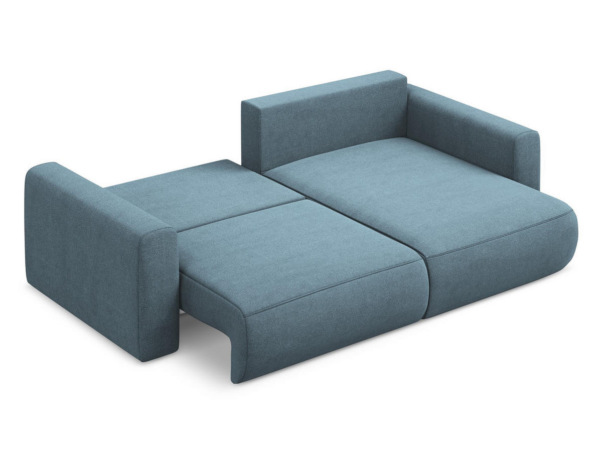 ECKSOFA mit Schlaffunktion Strukturstoff Stoff Blau - Blau/Schwarz, Kunststoff/Textil (240/149cm) - Makamii