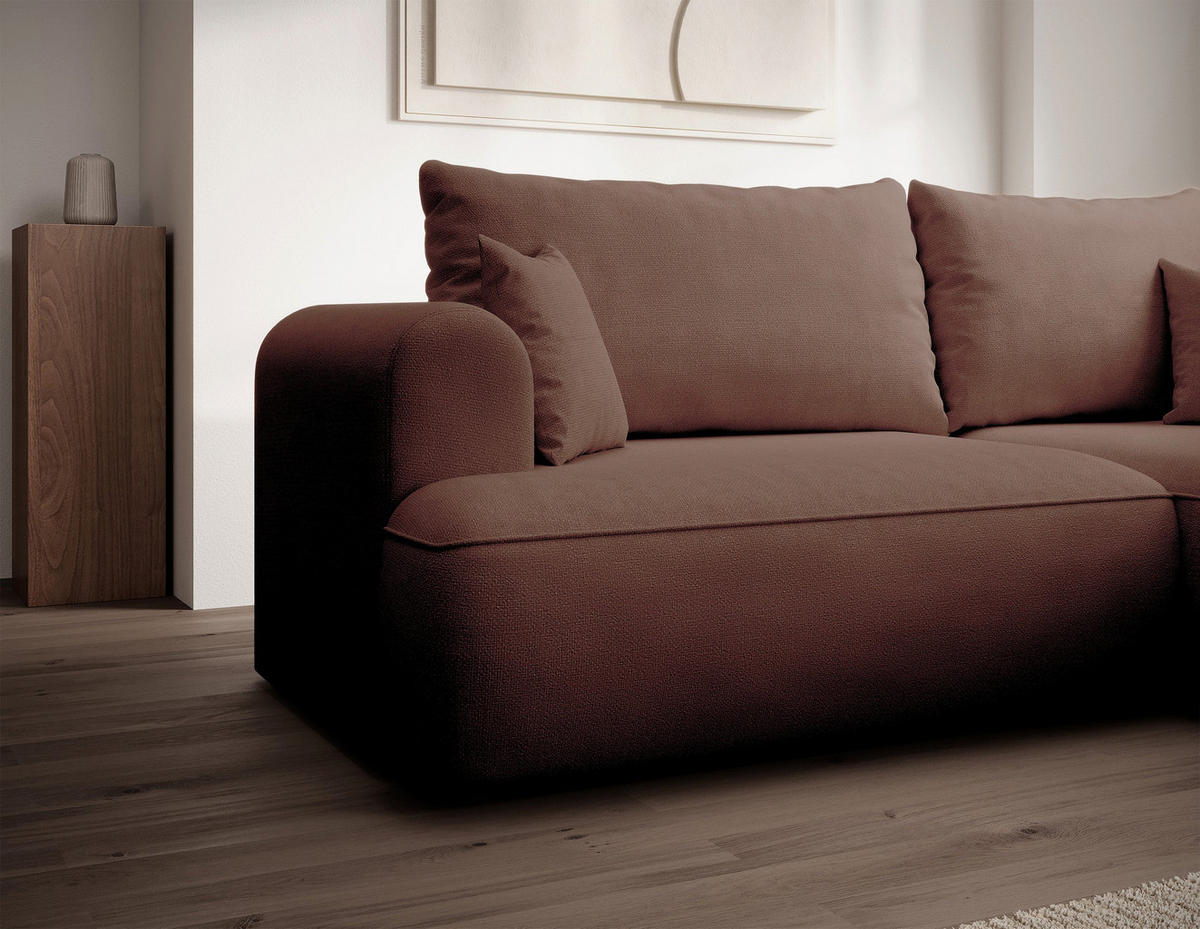 ECKSOFA Ovo Mini Kupfer rechts - Schwarz/Kupferfarben, Kunststoff/Textil (156/238cm) - Selsey
