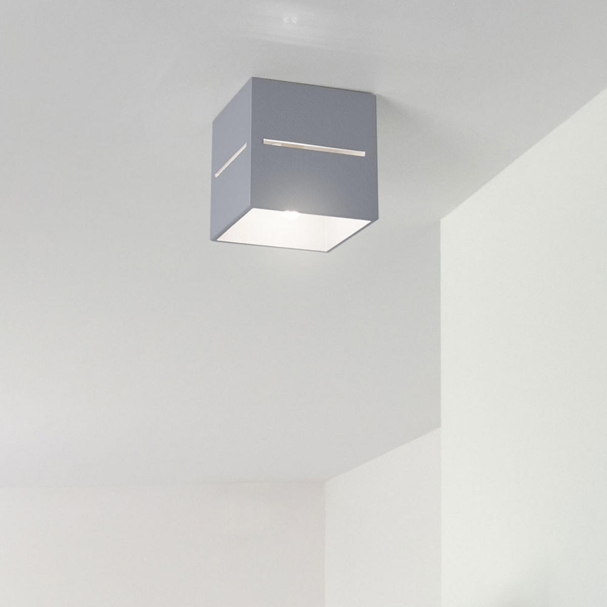 DECKENLEUCHTE Aluminium Grau Quadratisch - Grau, Metall (10/10/10cm)