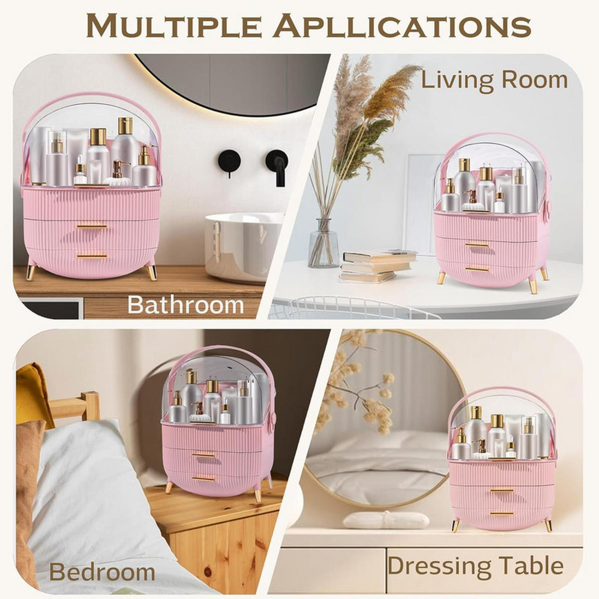 KOSMETIKORGANIZER Carl Ⅲ 26/16/38 cm - Pink, Kunststoff (16/38/26cm) - Nettlife