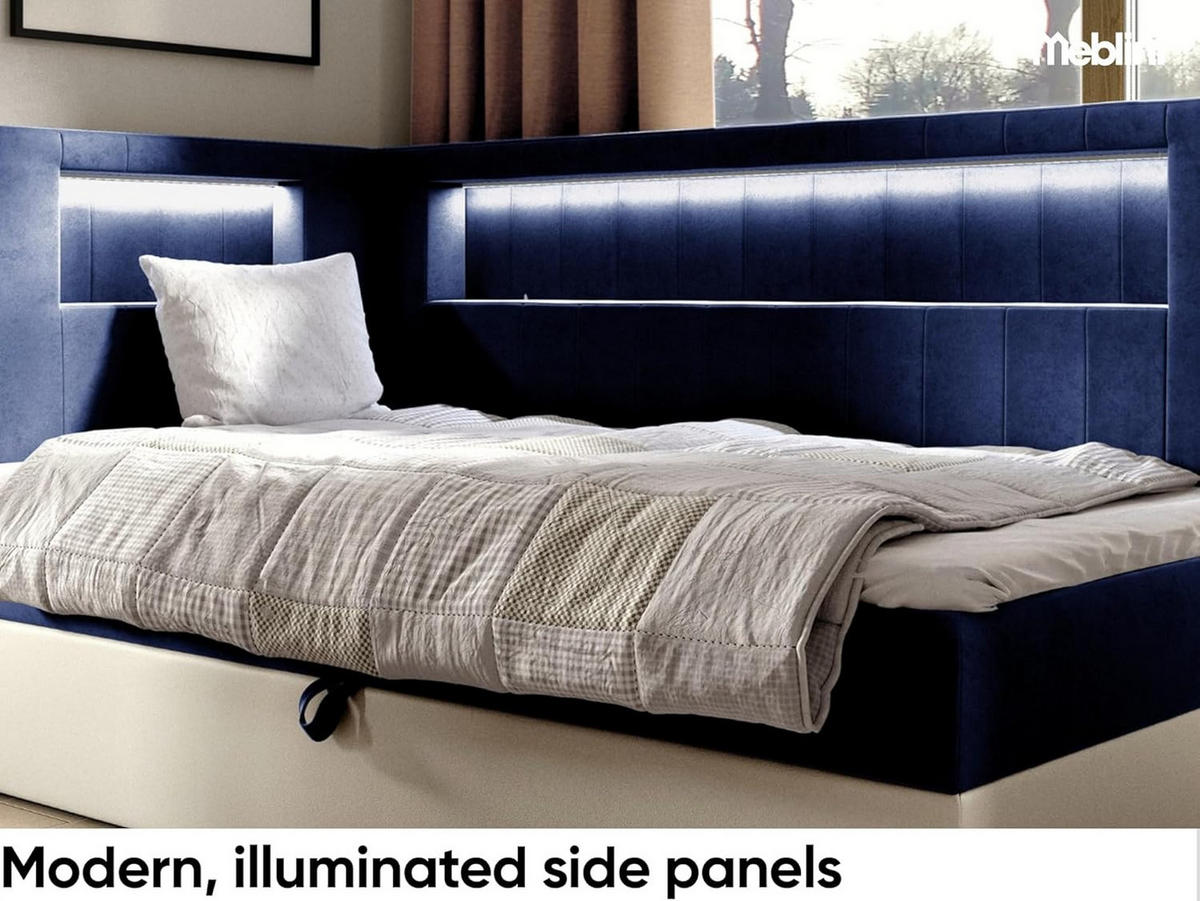 KINDERBETT GARETH 3 - Dunkelblau/Weiß, Holzwerkstoff (93/212cm) - Meblini