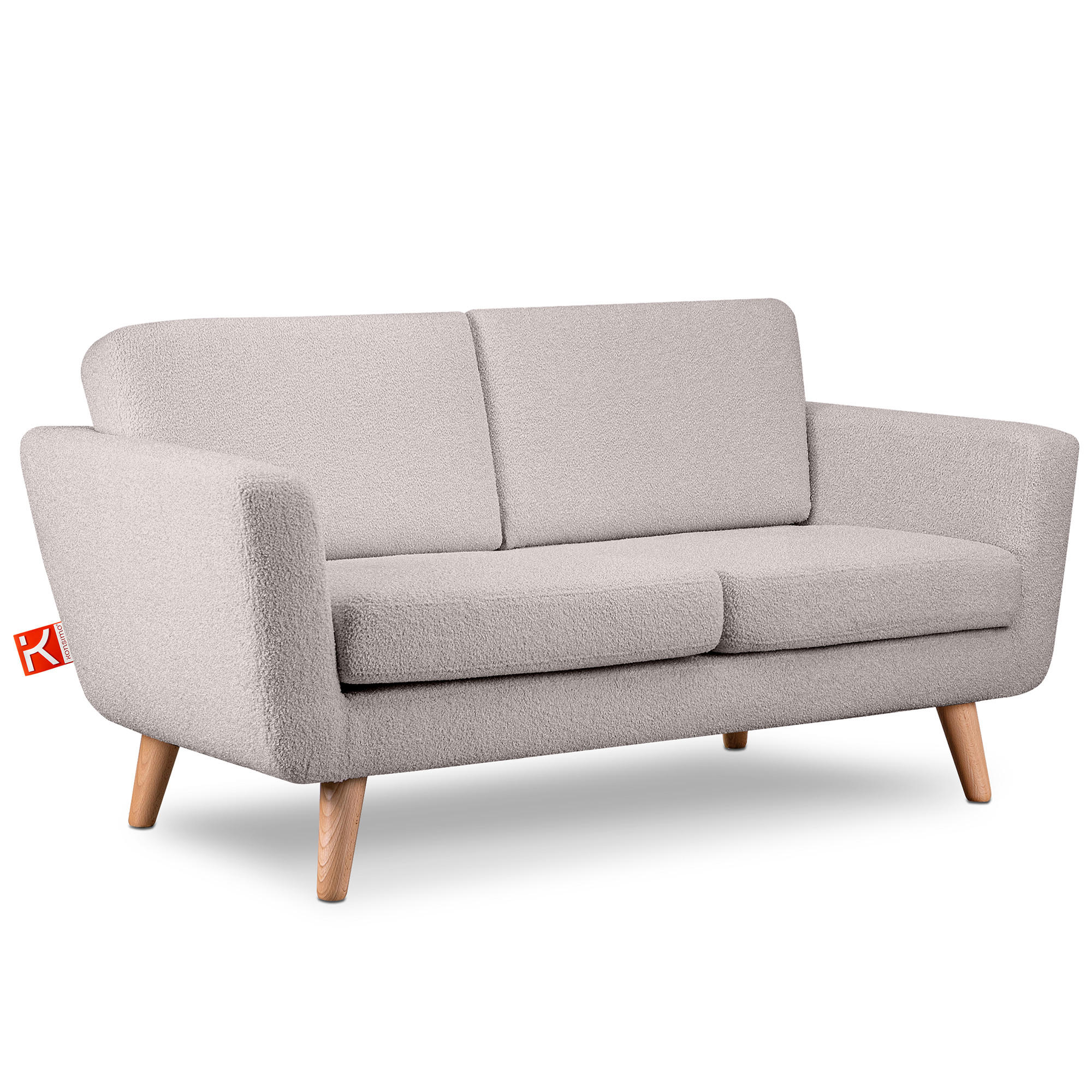 SOFA TAGIO mit Armlehnen, Hellgrau - Hellgrau/Braun, Buchenholz/Textil (153/80/84cm) - KONSIMO®