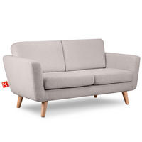 SOFA TAGIO mit Armlehnen, Hellgrau - Hellgrau/Braun, Buchenholz/Textil (153/80/84cm) - KONSIMO®