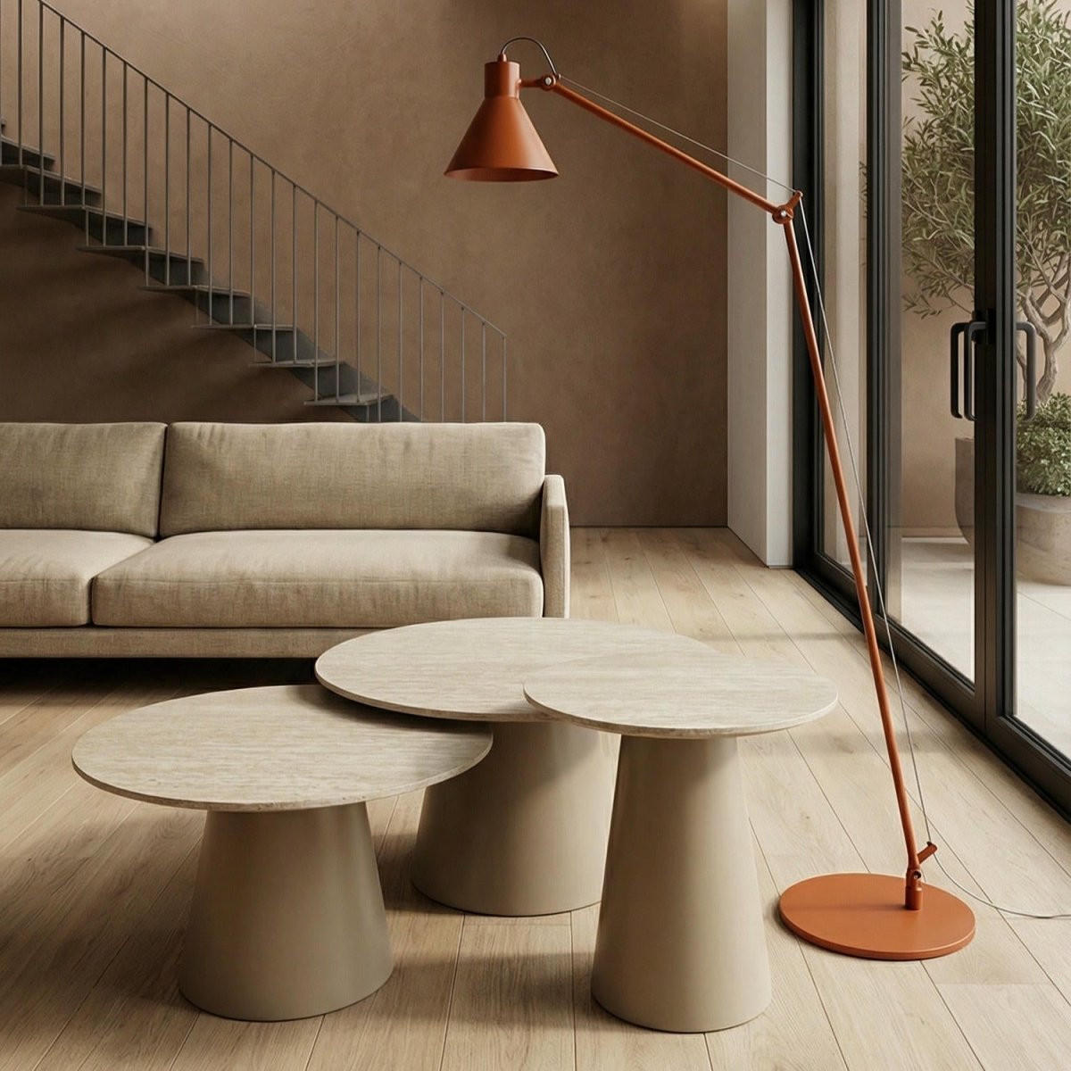 COUCHTISCHE 3er Set Beige - Beige/Schwarz, Leder/Holzwerkstoff (79/90/114cm) - Furnhouse