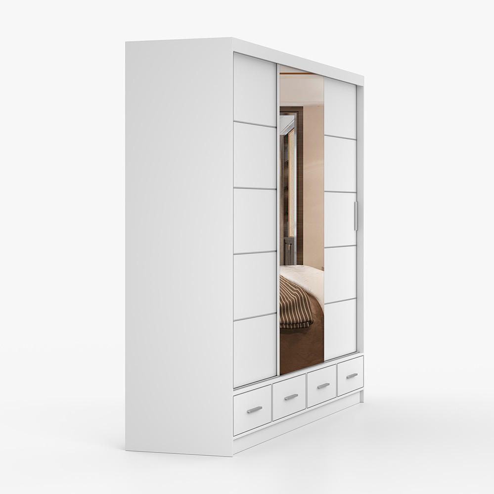 imoebel24 Kleiderschrank Weiß 250x215x64 cm
