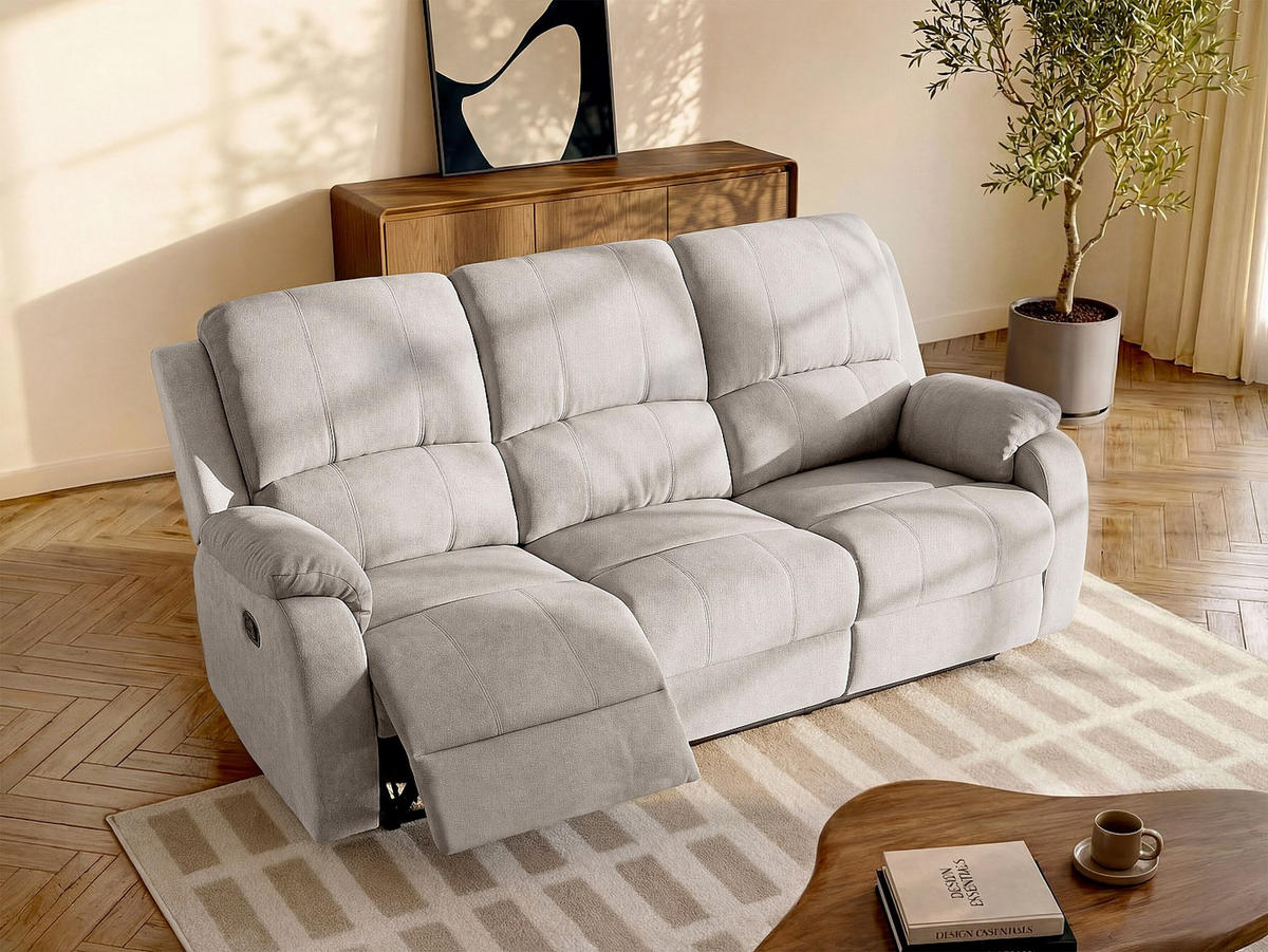 RELAXSOFA - 3 Personen - stoff - hellgrau Brody - Hellgrau, Textil (202/99/98cm) - Vente-Unique