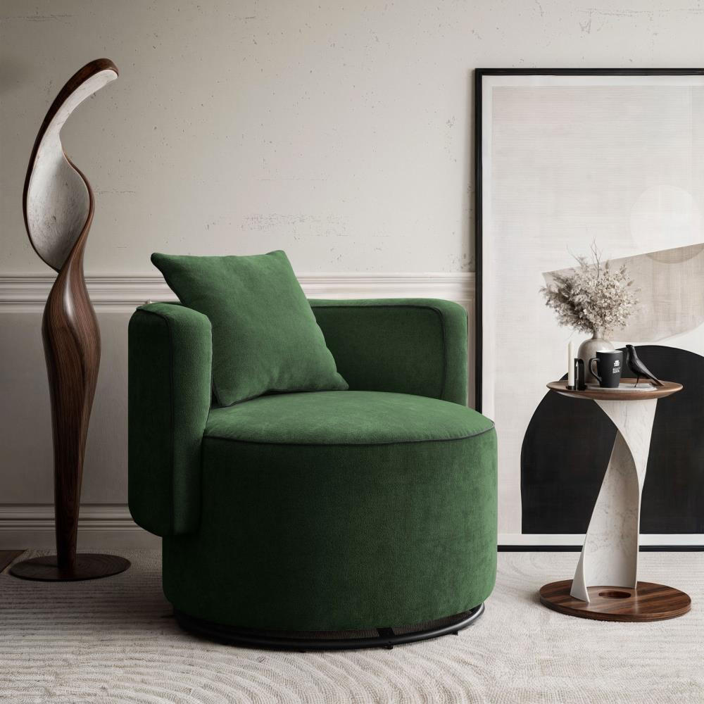 DREHSESSEL Dolce dunkelgrün velour - Dunkelgrün/Schwarz, Textil (90/83/90cm) - Beautysofa