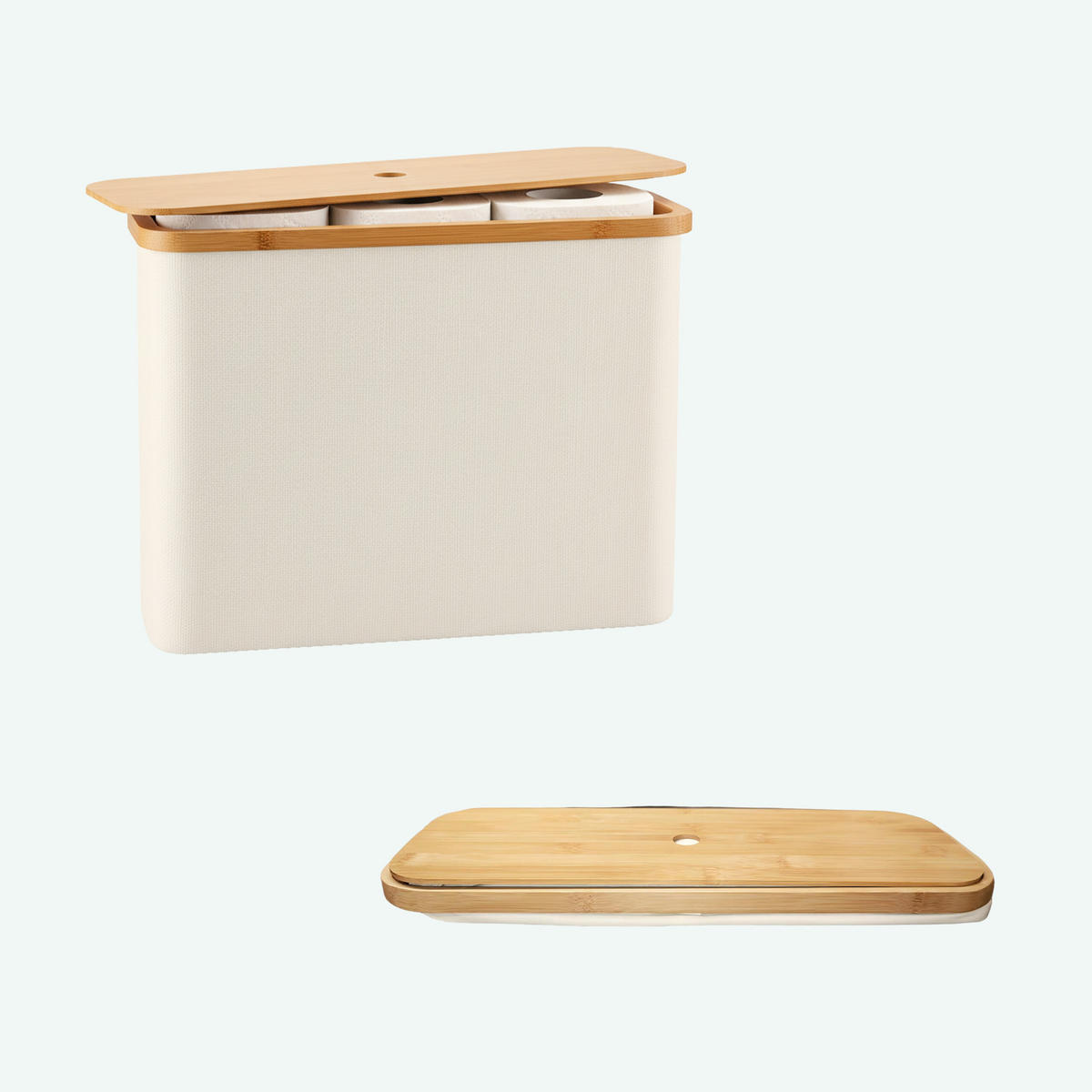 TOILETTENPAPIER-AUFBEWAHRUNG - Beige, Holz/Textil (45/34.5/15cm) - Relaxdays