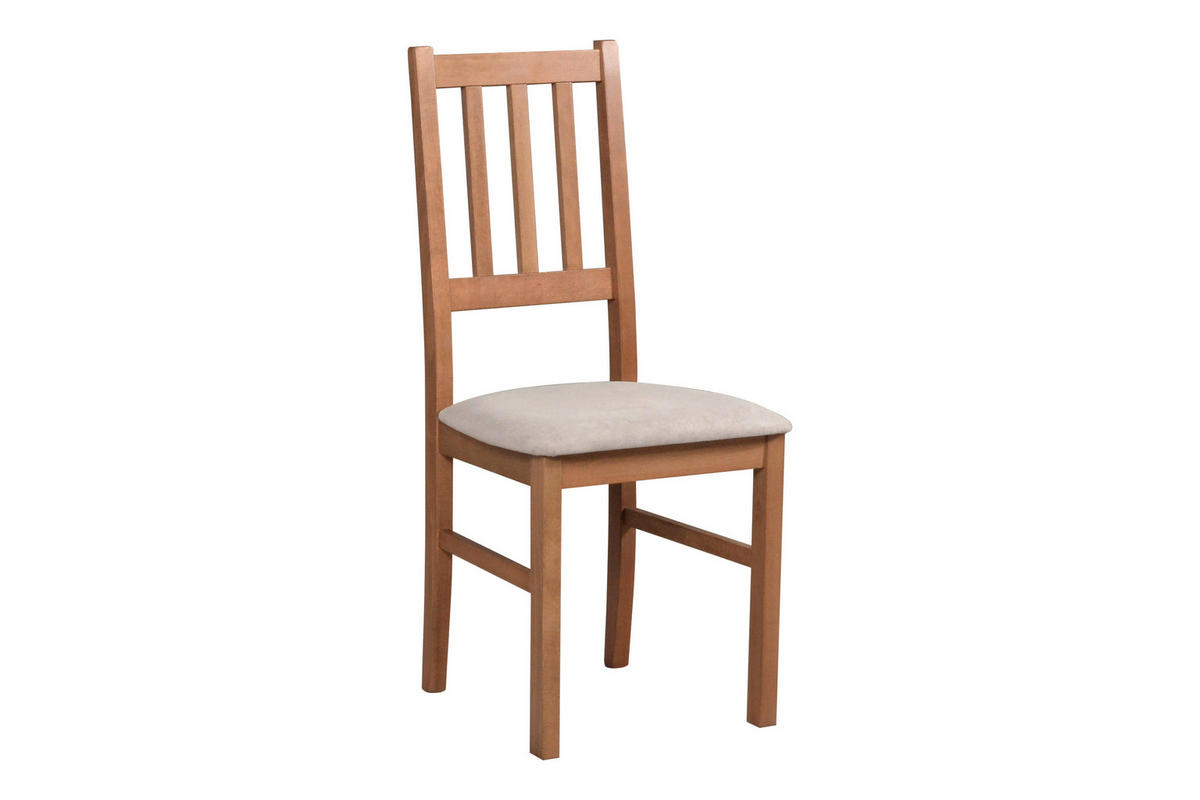 STUHL Bos 4 (6er Set) - Hellbraun/Beige, Holz (43/94/40cm) - Leaf Design