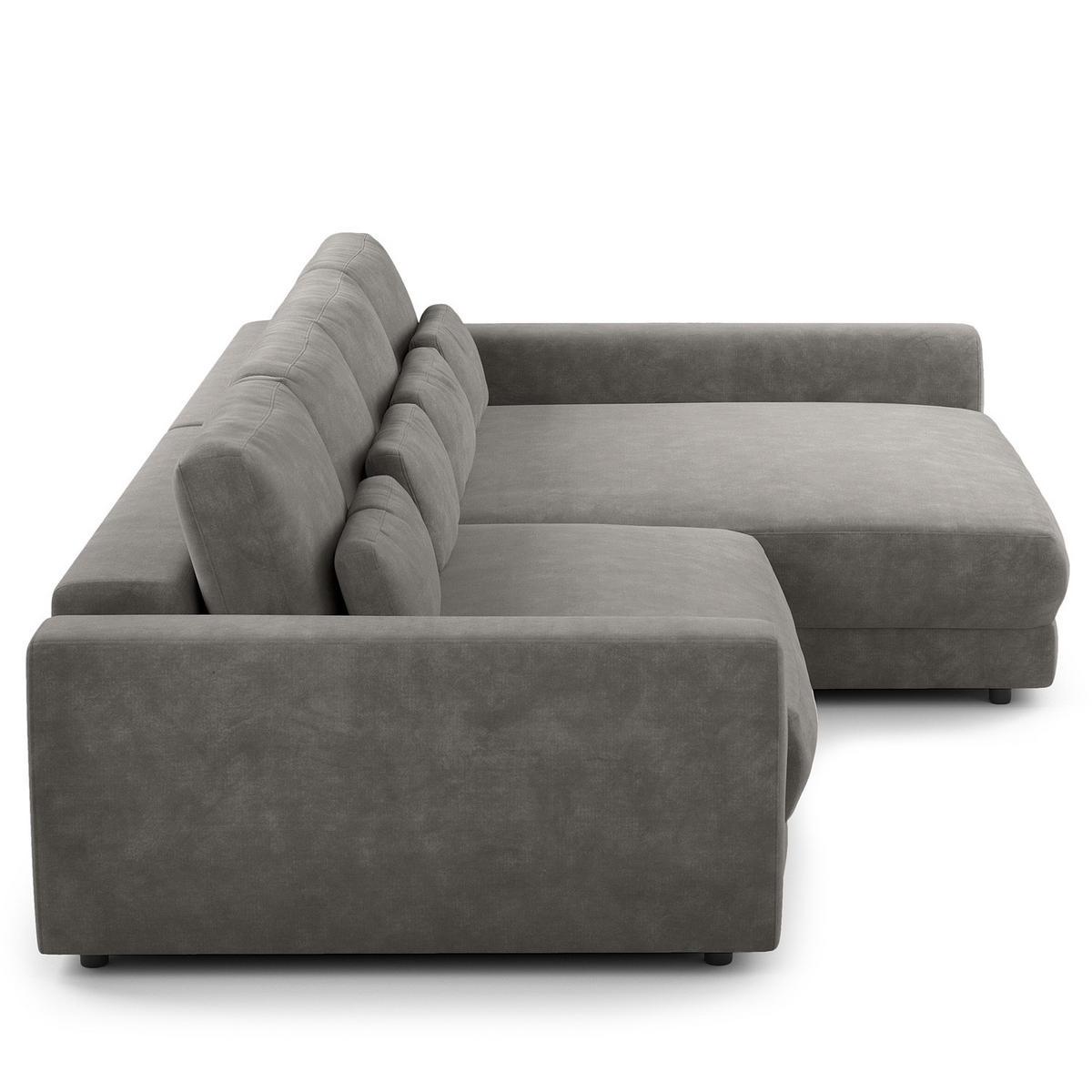 ECKSOFA mit XXL-Longchair - Schwarz/Grau, Kunststoff/Textil (323/182cm) - home24