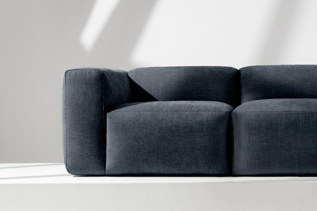 3-SITZER-MODULSOFA BUFFO mit extrem weicher und bequemer Sitzfläche, Gewebestoff, dunkelblau - Dunkelblau, Textil (290/73/96cm) - KONSIMO®
