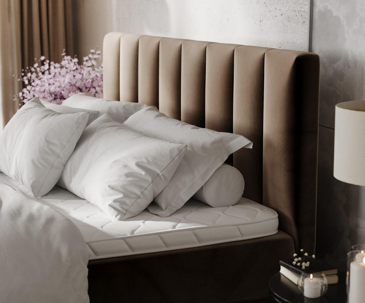 BOXBETT Lusso 180/200 cm Braun im Paros Stoff - Schwarz/Braun, Holz/Holzwerkstoff (180/200cm) - AltaBeds