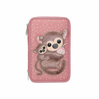 3-FACH FEDERTASCHE MIT AFFEN-APPLIKATION JUICY INKL. STIFTE TOPModel altrosa 7,5 x 13 x 20 cm - Altrosa, Kunststoff (13/20/7.5cm) - Depesche Germany