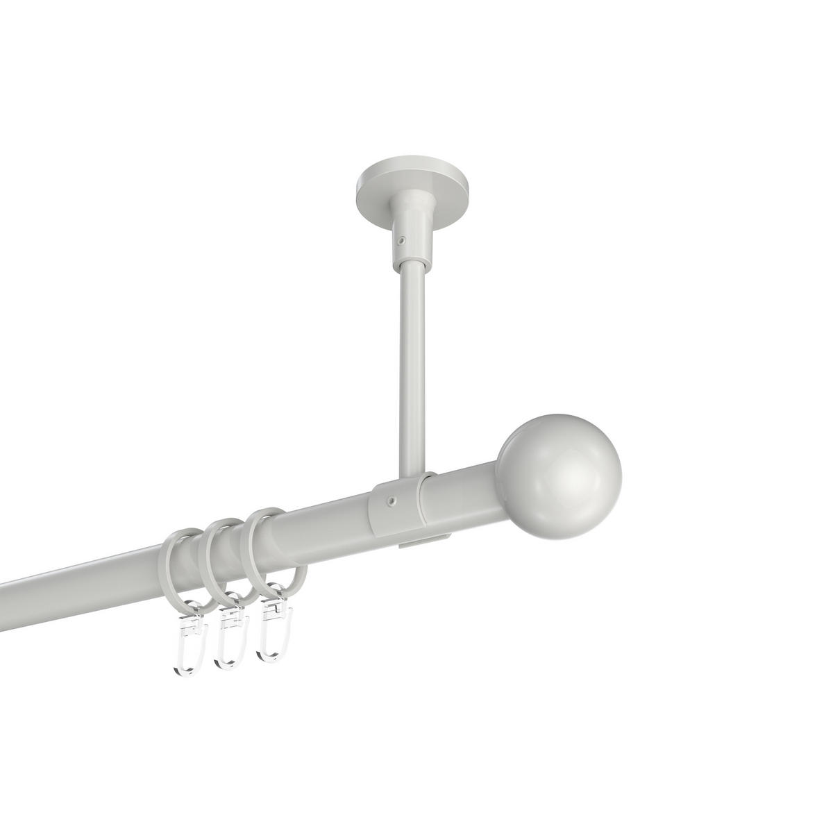 GARDINENSTANGEN-SET Sonette Luino 360 cm (geteilt in 2 x 180 cm), 1-läufig, 20 mm Ø Weiß - Weiß, Metall (360cm) - INTERDECO