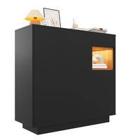 SCHUHSCHRANK 105/39,5/100,5 cm in Schwarz/Natur mit LED-Beleuchtung und Schublade - Schwarz, Holzwerkstoff (105/100/39cm) - Flora Grace