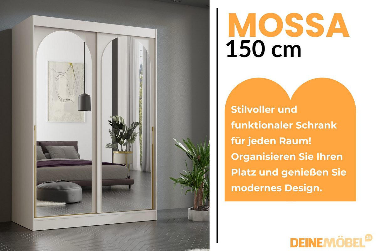 SCHIEBETÜRENSCHRANK MOSSA 150 / 215 / 65 cm in Kaschmir / Gold - Kaschmir/Goldfarben, Holzwerkstoff (150/215/65cm) - Deine Möbel 24