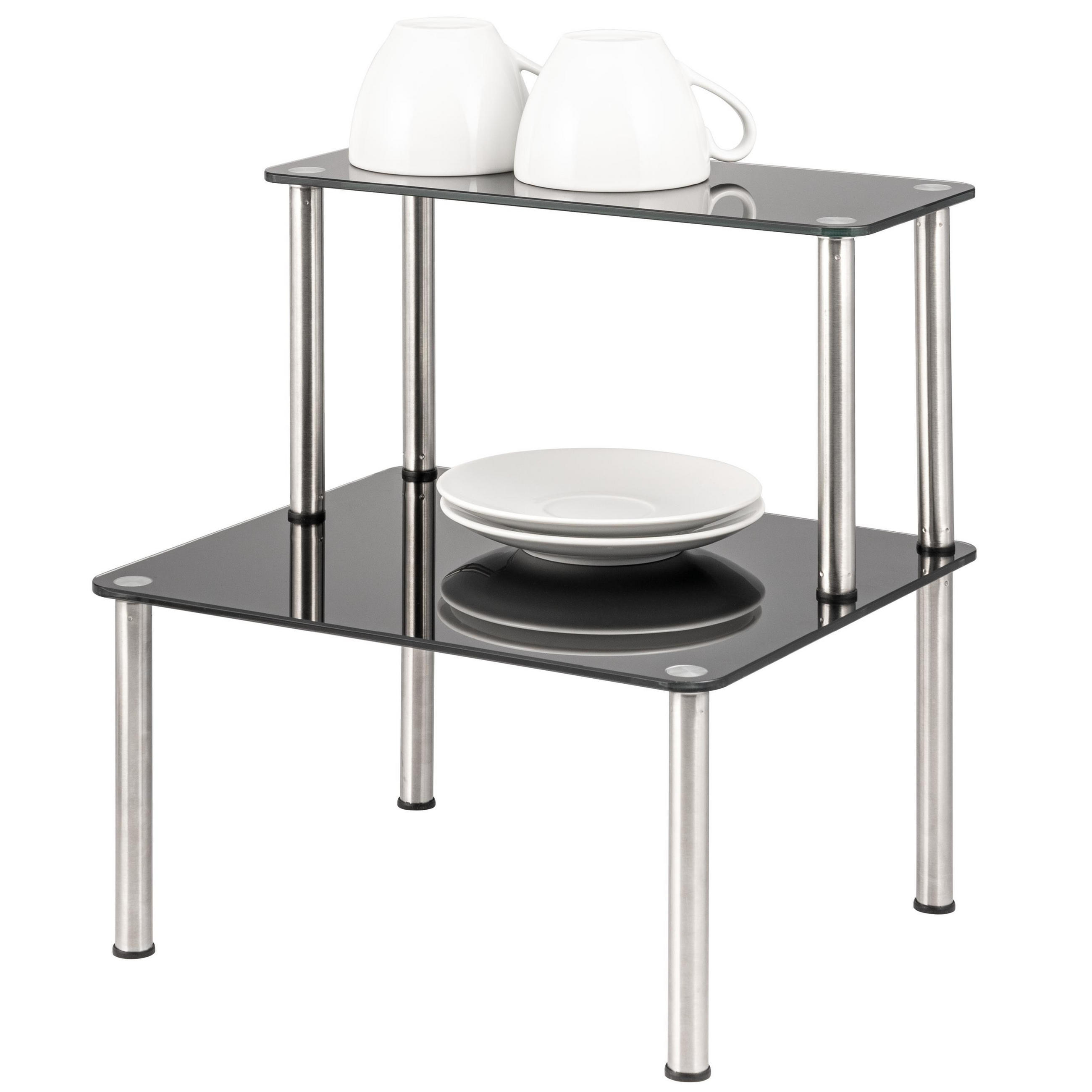 GLAS-KÜCHENREGAL schwarz - Schwarz, Glas (32/33/14cm) - bremermann