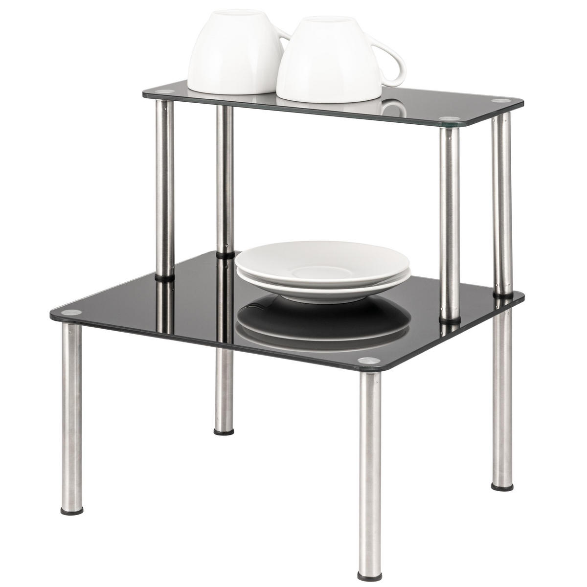 GLAS-KÜCHENREGAL schwarz - Schwarz, Glas (32/33/14cm) - bremermann