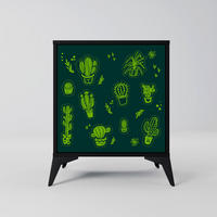 SIDEBOARD DESERT GREEN, Schwarz, 57,5x42x70,5 cm, Schwarze Metall-Sternfüße - Multicolor/Schwarz, Holzwerkstoff/Metall (57.5/70.5/42cm) - SpaceRebels