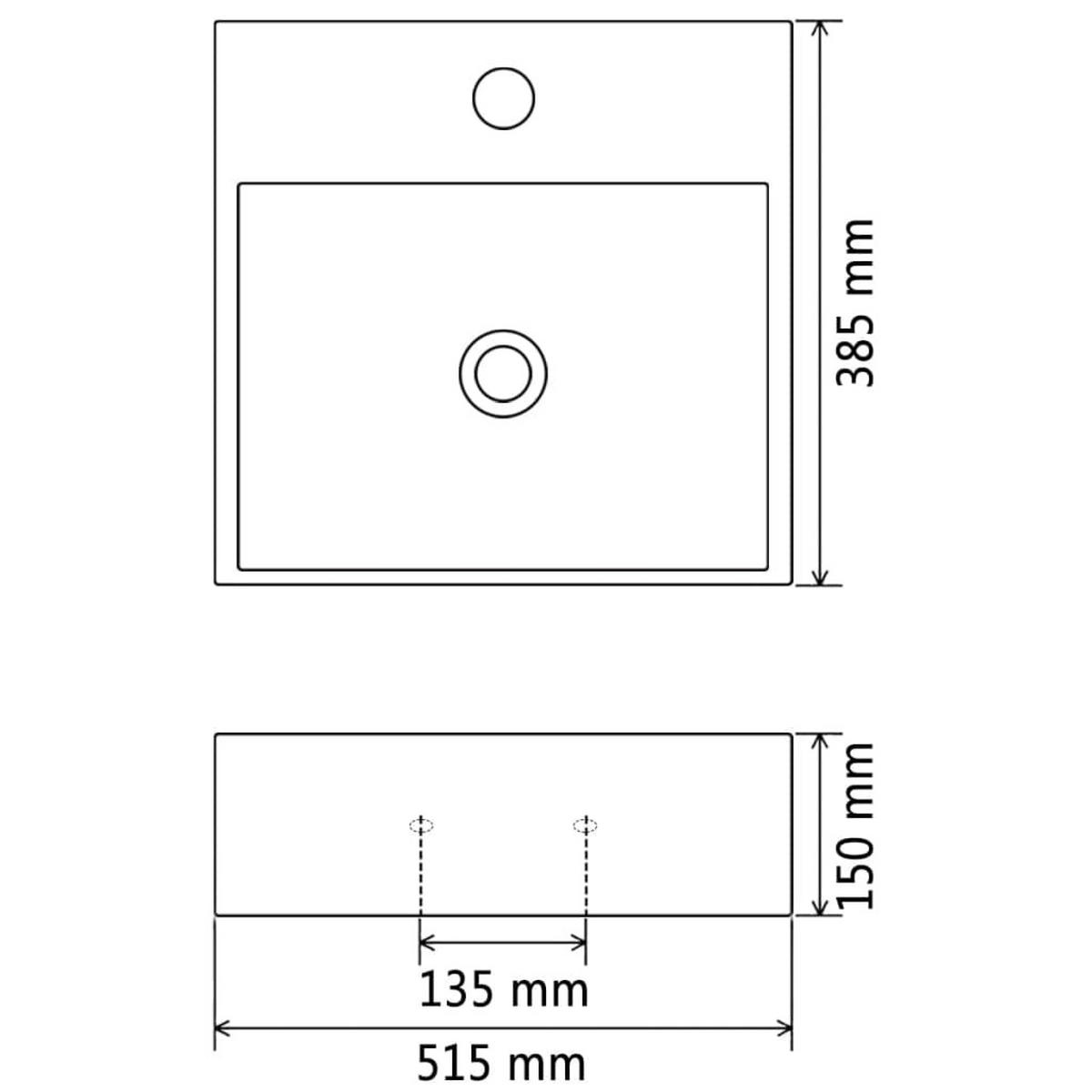 WASCHBECKEN Kutzer 51.5/38.5/15 cm - Weiß, Keramik (51.5/15/38.5cm) - Nettlife