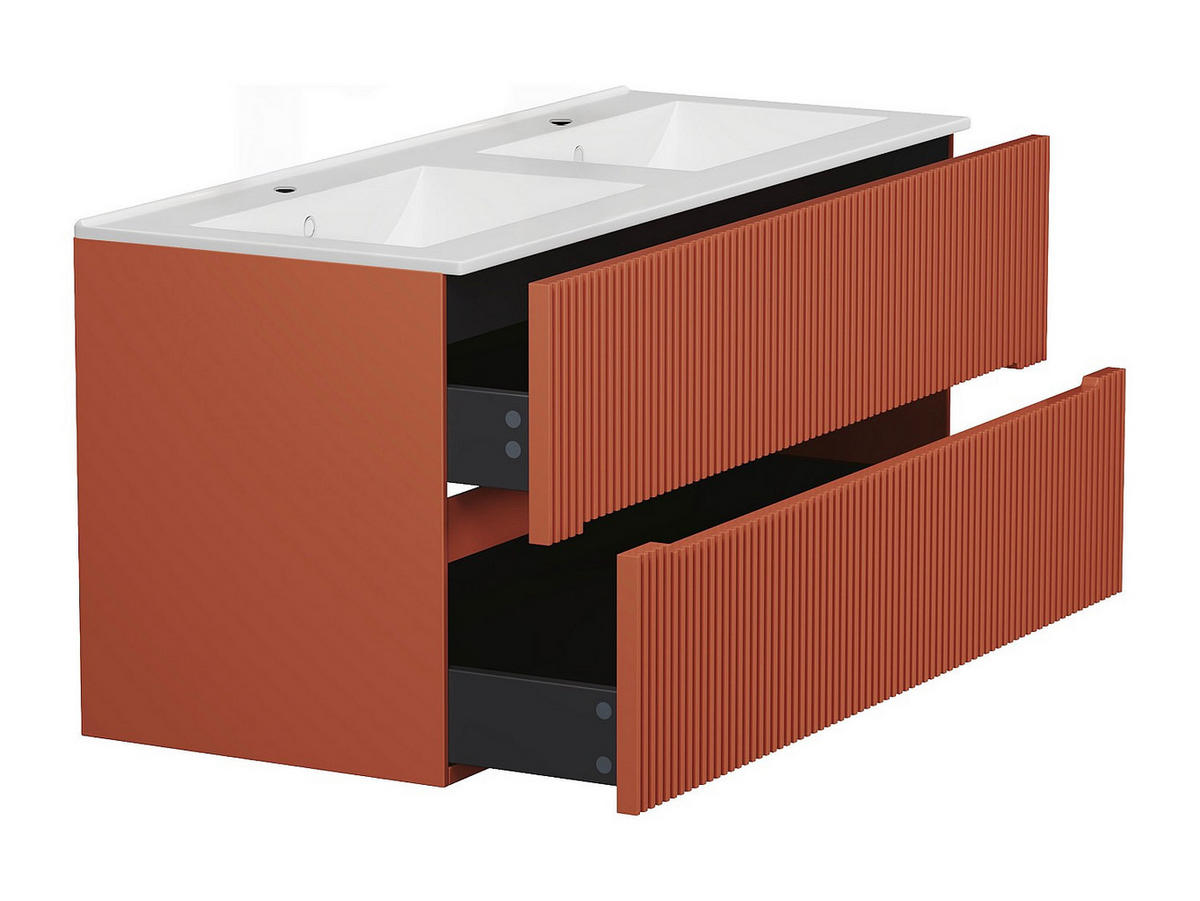 DOPPELWASCHTISCH - 120cm x 45.5cm - MDF - terracotta - PAVANI - Braun, Holz (120/55/45.5cm) - Vente-Unique