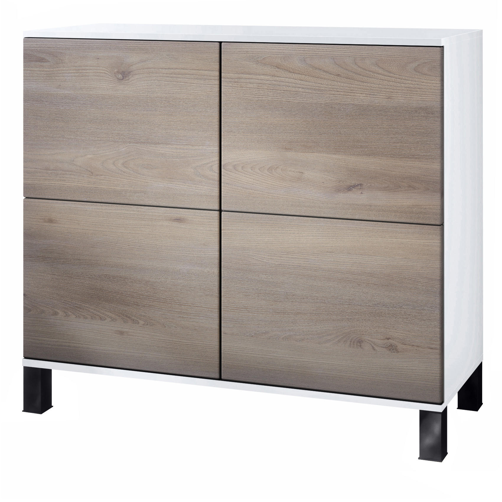 KOMMODE Rova Eiche Nordic - Silbereichenfarben, Holzwerkstoff (92.5/84.5/35cm) - Vladon