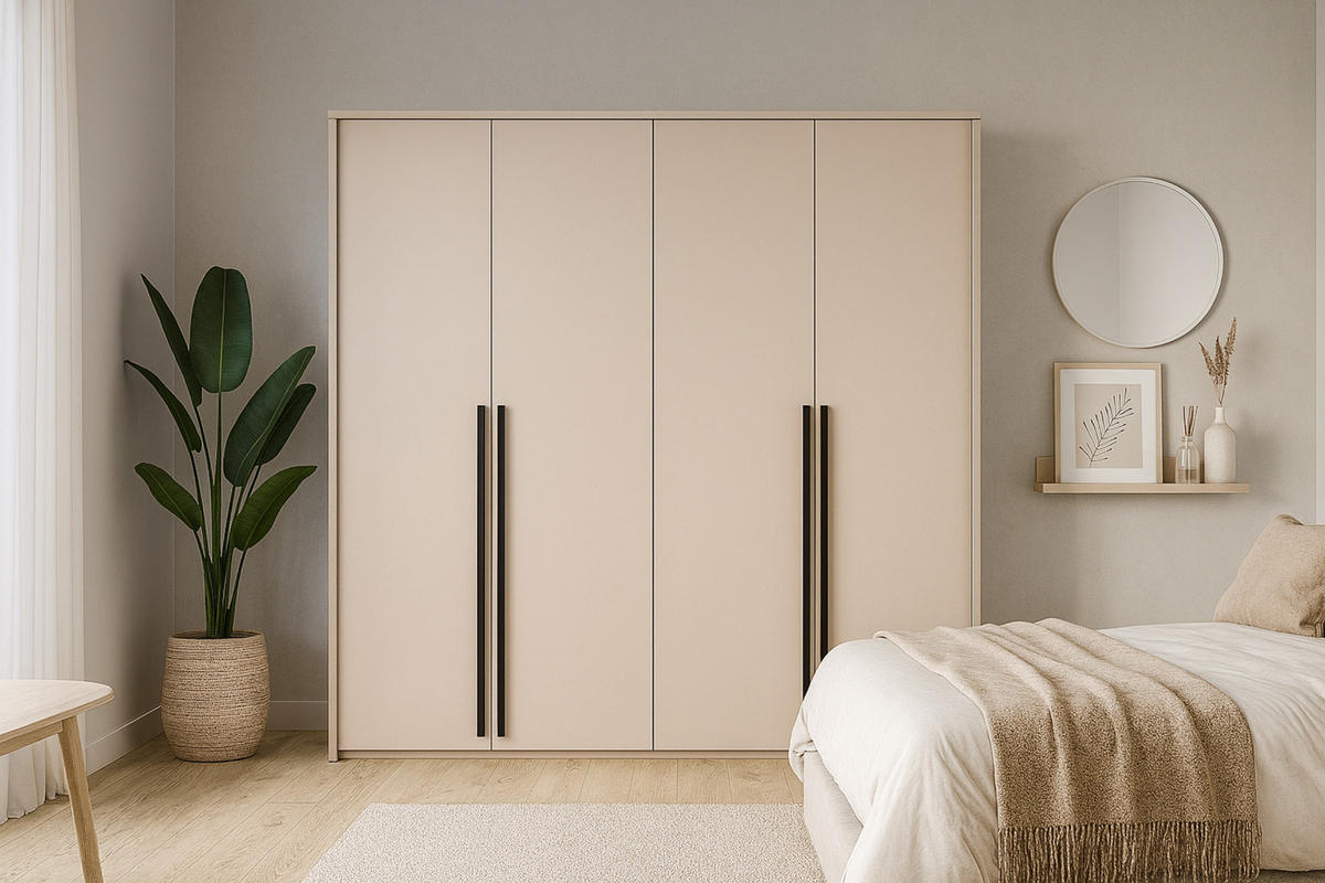 KLEIDERSCHRANK GENEVE 210/217/65 cm in Sandbeige - Beige, Holzwerkstoff (210/217/65cm) - Deine Möbel 24
