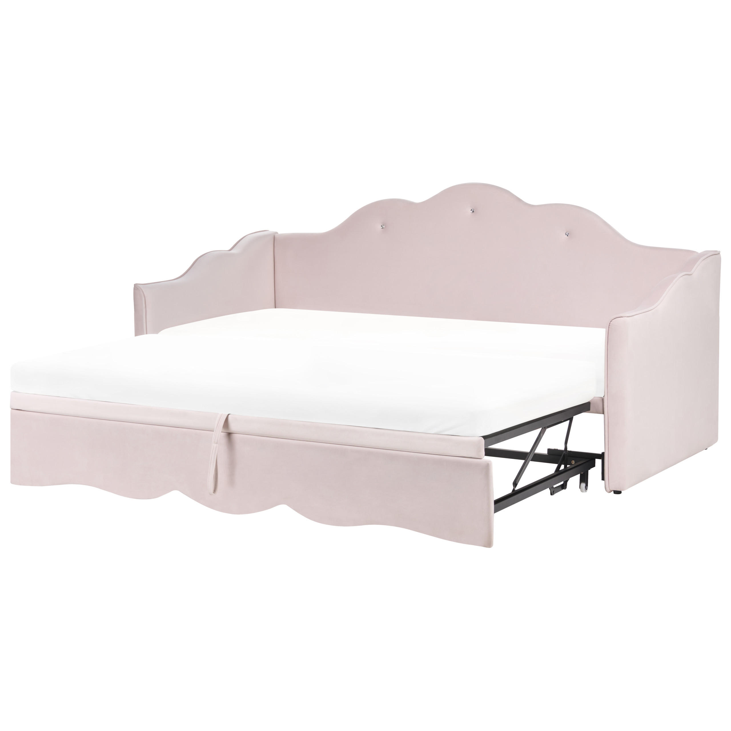 PAT EXTENSIBIL catifea 90/200 cm roz pastel Lorette - roz aprins, material textil (90/200cm) - Beliani