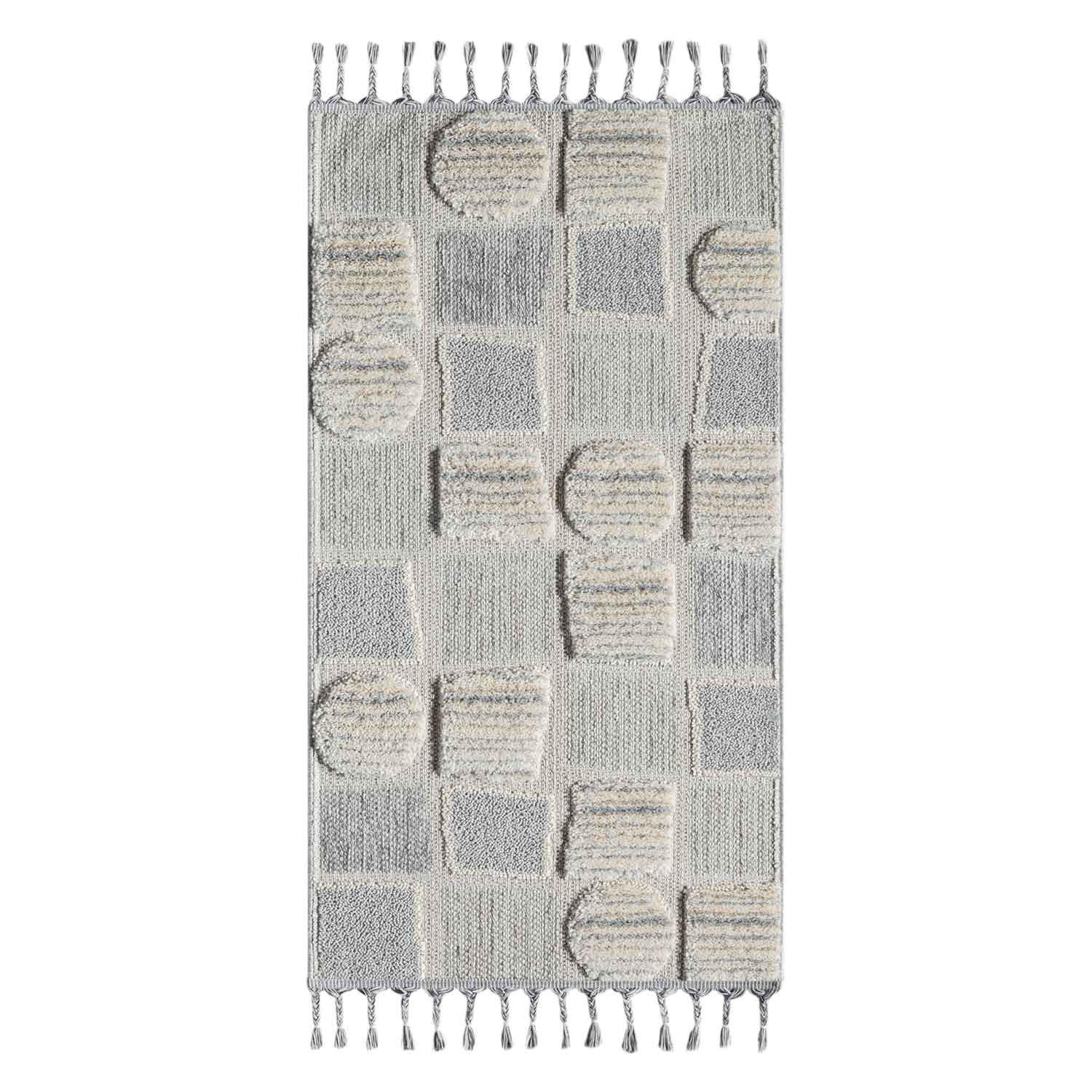 KURZFLOR-TEPPICH Valencia 950 Creme 80x150 cm - Blau/Creme, Textil (80/150cm) - carpet city