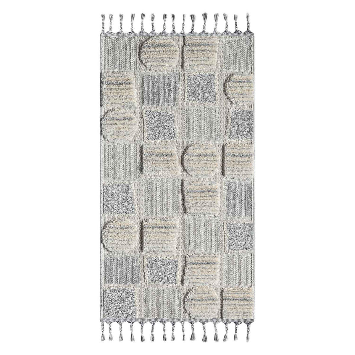 KURZFLOR-TEPPICH Valencia 950 Creme 80x150 cm - Blau/Creme, Textil (80/150cm) - carpet city
