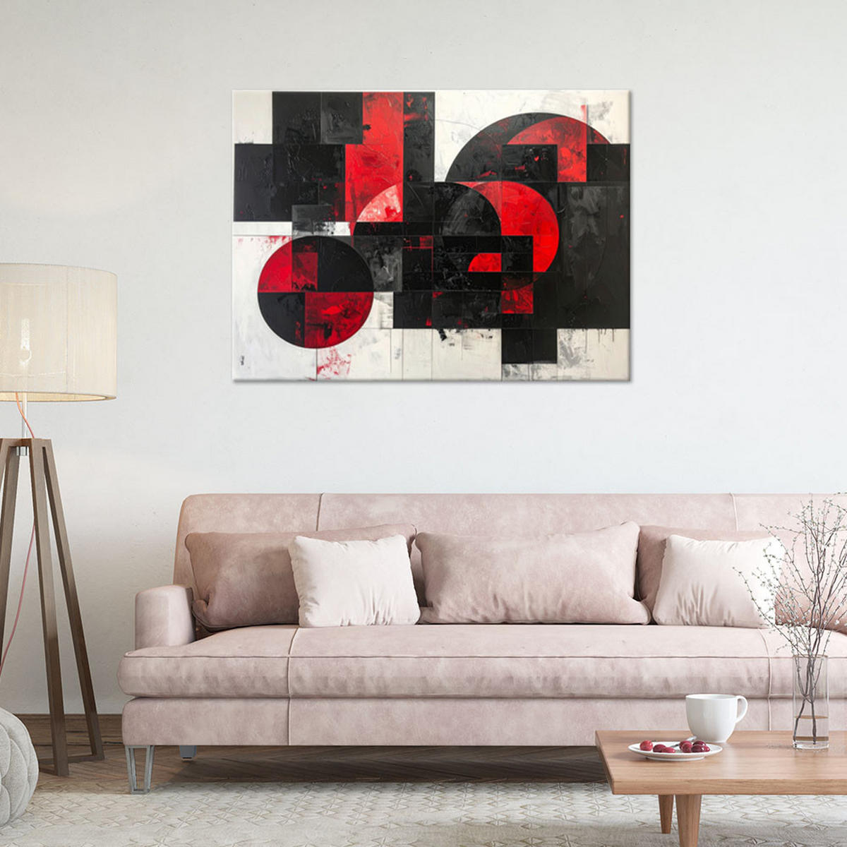 LEINWANDBILD 3D und geometrisch 120x80cm - Rot, Textil (120/80cm) - Feeby