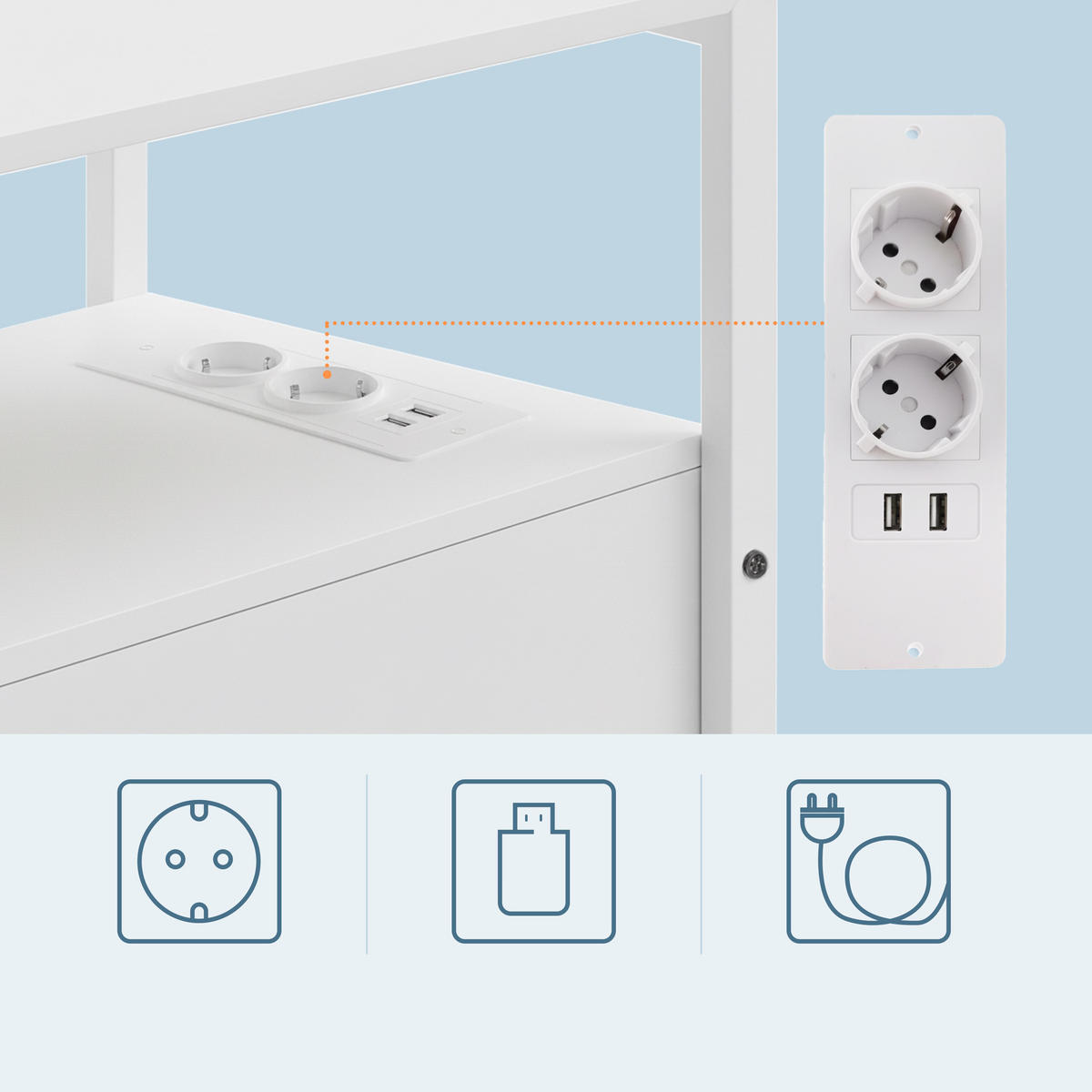 BEISTELLTISCH - Weiß, Holzwerkstoff/Metall (60/35/61cm) - Relaxdays