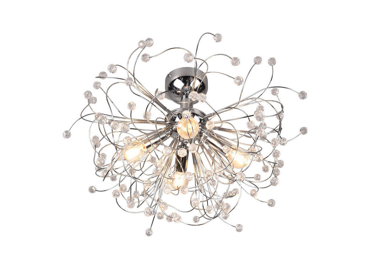 LED-DECKENLAMPE Silber Ø55cm, Gold Kristall - Chromfarben/Transparent, Kunststoff/Metall (55/55/35cm) - meineWunschleuchte