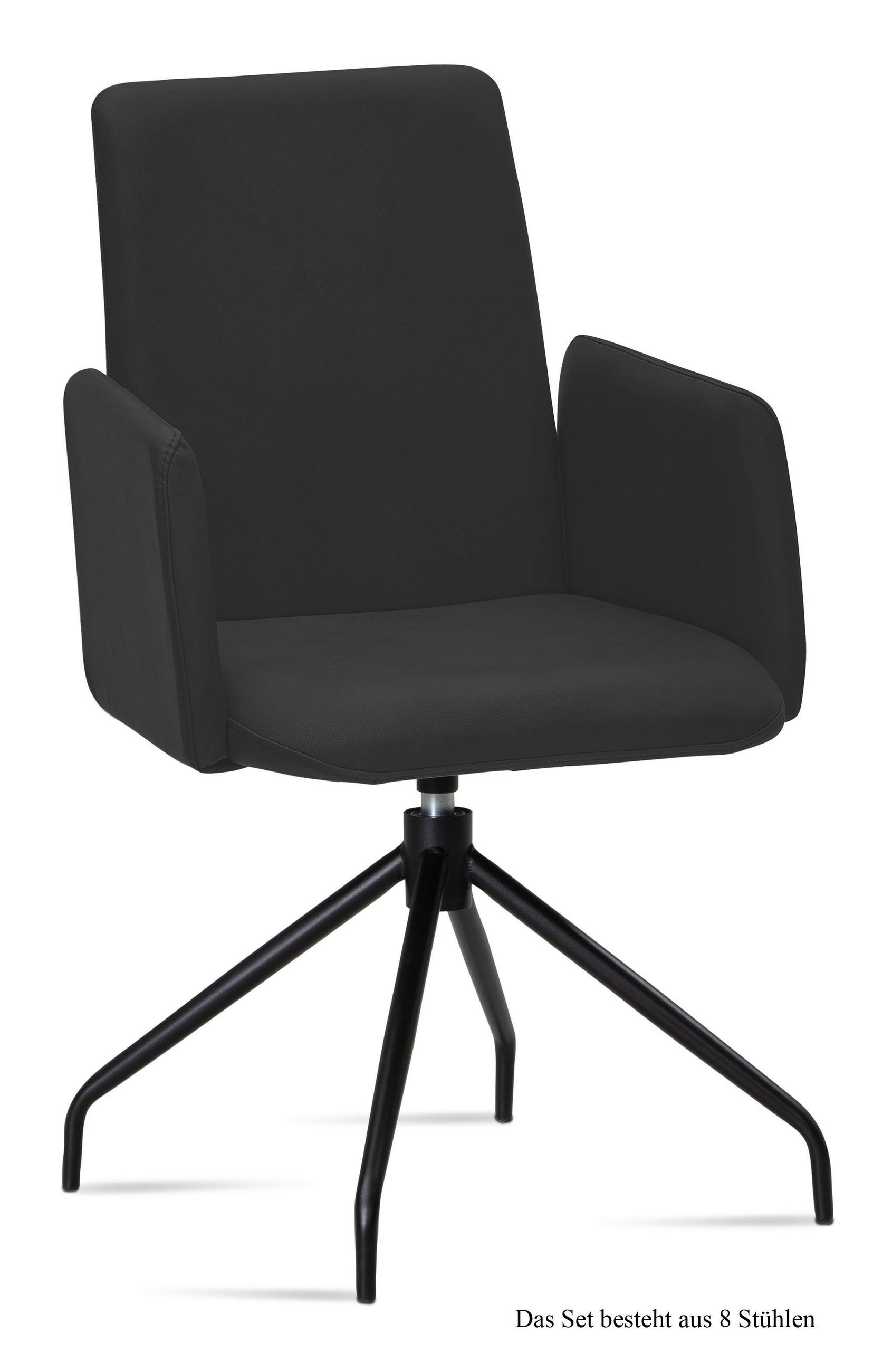 ARMLEHNSTUHL drehbar (8er-Set) Djanna 52x92x60 Schwarz/Anthrazit - Anthrazit/Schwarz, Kunststoff (60/92/52cm) - 58aufmkessel
